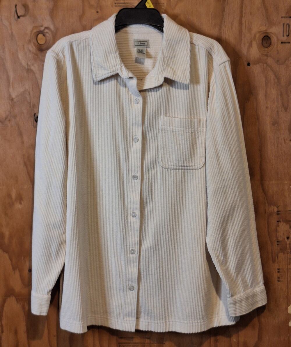 L.L. Bean Comfort Corduroy Relaxed Shirt Women XL - REG Cream Gorpcore Cabincore